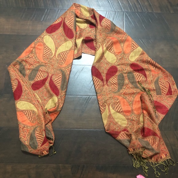 LAST CHANCE Colorful Patterned Scarf Tassels Paisley Print Casual Lightweight - Picture 7 of 10